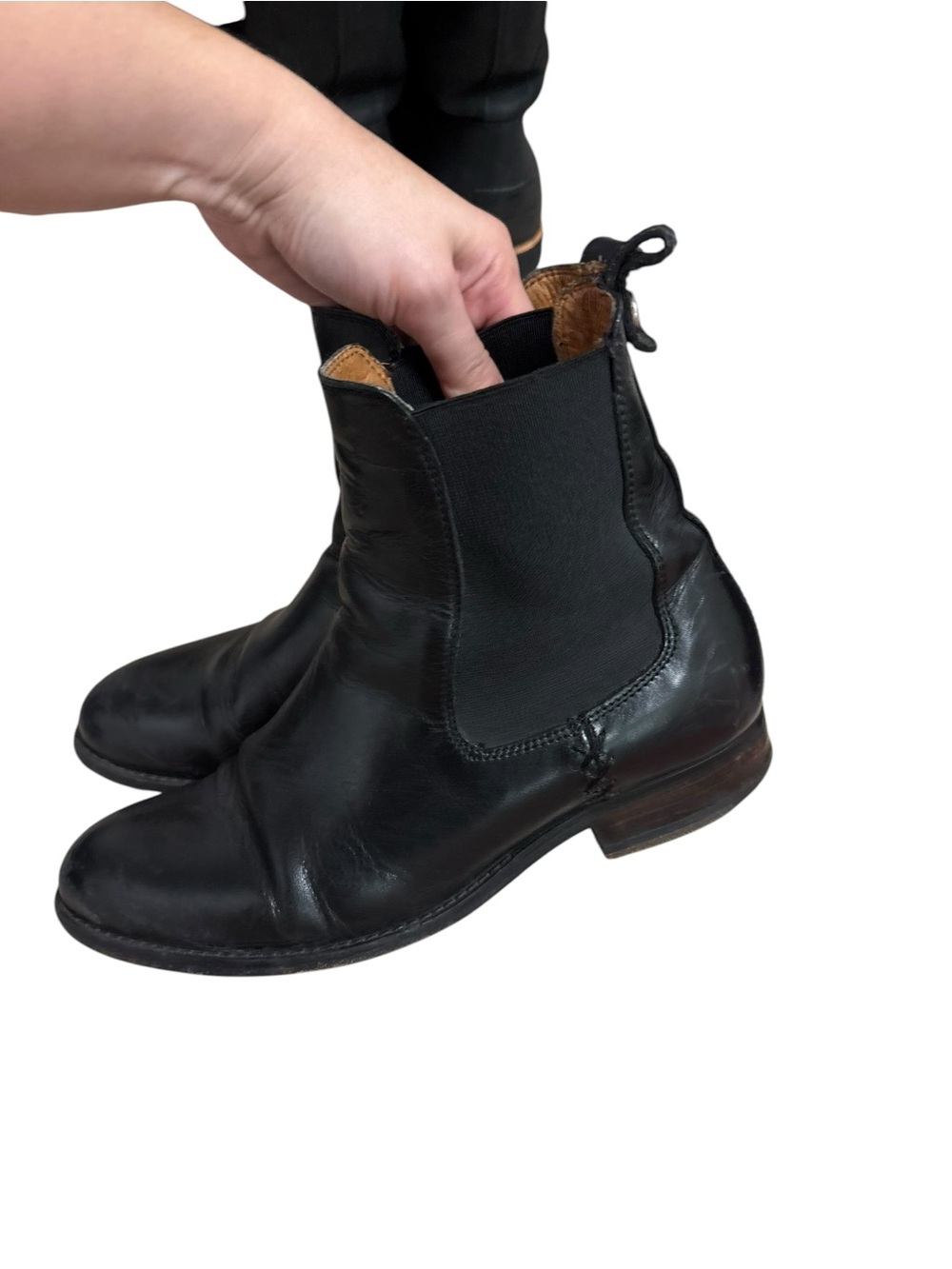Vintage Frye Black Leather Chelsea Ankle Boots Size 6.5B